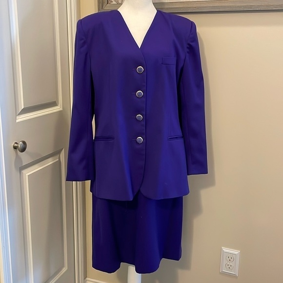 Suitsme woman’s Business wear Purple Suit 16 EUC Midi Pockets Buttons lined - Picture 1 of 16